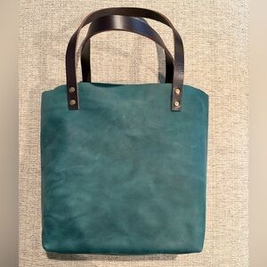 BNNU Portland Leather Medium Classic Leather Tote-Surf Teal Green-Full Grain
